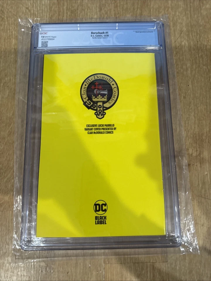 RORSCHACH #1 PARRILLO EXCLUSIVE TRADE DRESS 2020 BLACK DC Graded Comic Cgc 9.8 - Image 3 of 3