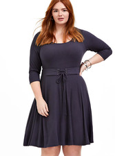 Womens Torrid Mini Rib Skater Dress Gray belt detailing Size 0 12 Large NWT