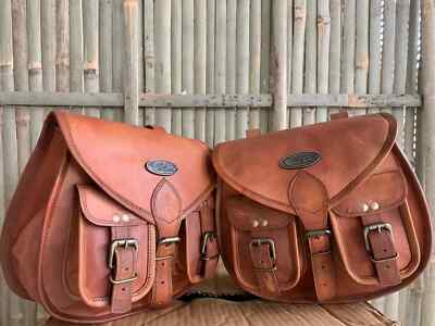Goat Leather Motorcycle Saddle Bags Saddlebag Luggage Bag Multiple compartment
