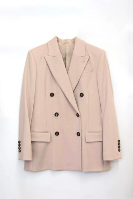 NWT$5995 Brunello Cucinelli Women V-Wool Blend DB Blazer Jacket W/Beading42 W242
