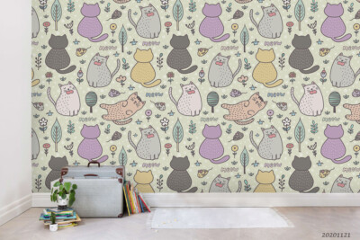 3D Cartoon Animal Cat Cute Wallpaper Wall Murals Removable Wallpaper 712