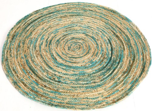 38" Round braided Rug/Rag Hand-Weaved Natural Jute Cotton Round Area Rug Floor - Picture 3 of 5