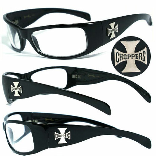 1 or 3 Pair Choppers Motorcycle Biker Riding Wrap Sunglasses Shiny Black Frame - Picture 13 of 17