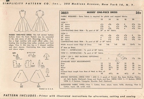 Simplicity 3851 Kleid mit durchgehendem Rock und verdeckten Taschen, Ausschnittoptionen Gr. 16 - Bild 3 von 4