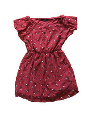 Forever 21 Women's Size S Women Red Floral Print Short Sleeve Fit & Flare Dress