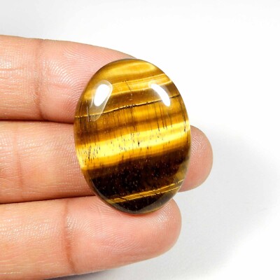 Natural Yellow Flashy Tiger Eye Cabochon Oval Shape Loose Gemstone 41 Cts #7600