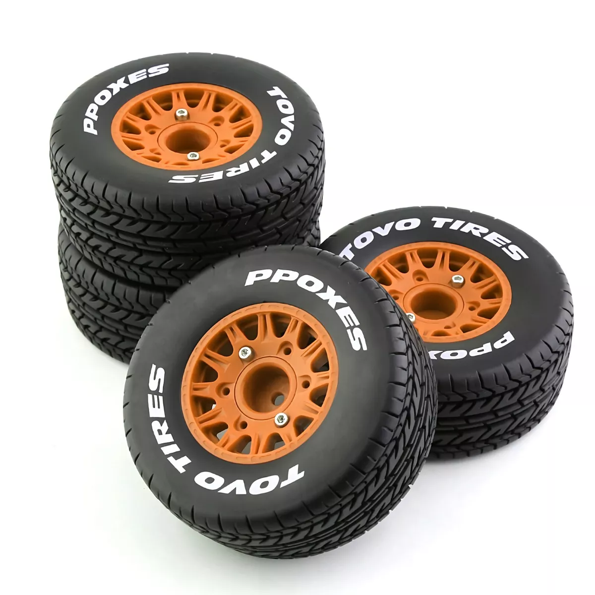 1 10 Rc Car Short Course Truck Orange Wheels Tires For Traxxas