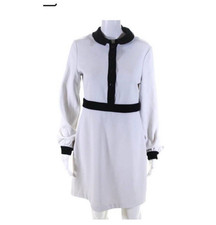 Anthropologie Slate & Willow Womens White Black Long Sleeve Collared Dress 6