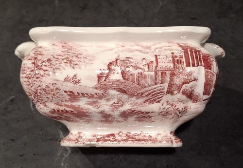 Vintage Trimont Ware Castle Transferware Suppenterrine rot mit Deckel & Unterteller *LESEN - Bild 14 von 24