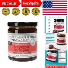Savory Hot Pepper Bacon Jam - Sweet & Spicy 10.5 oz Spread for Meats & Cheese