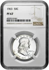 1963 50C Silver Proof Franklin Half Dollar NGC PF Graded 67