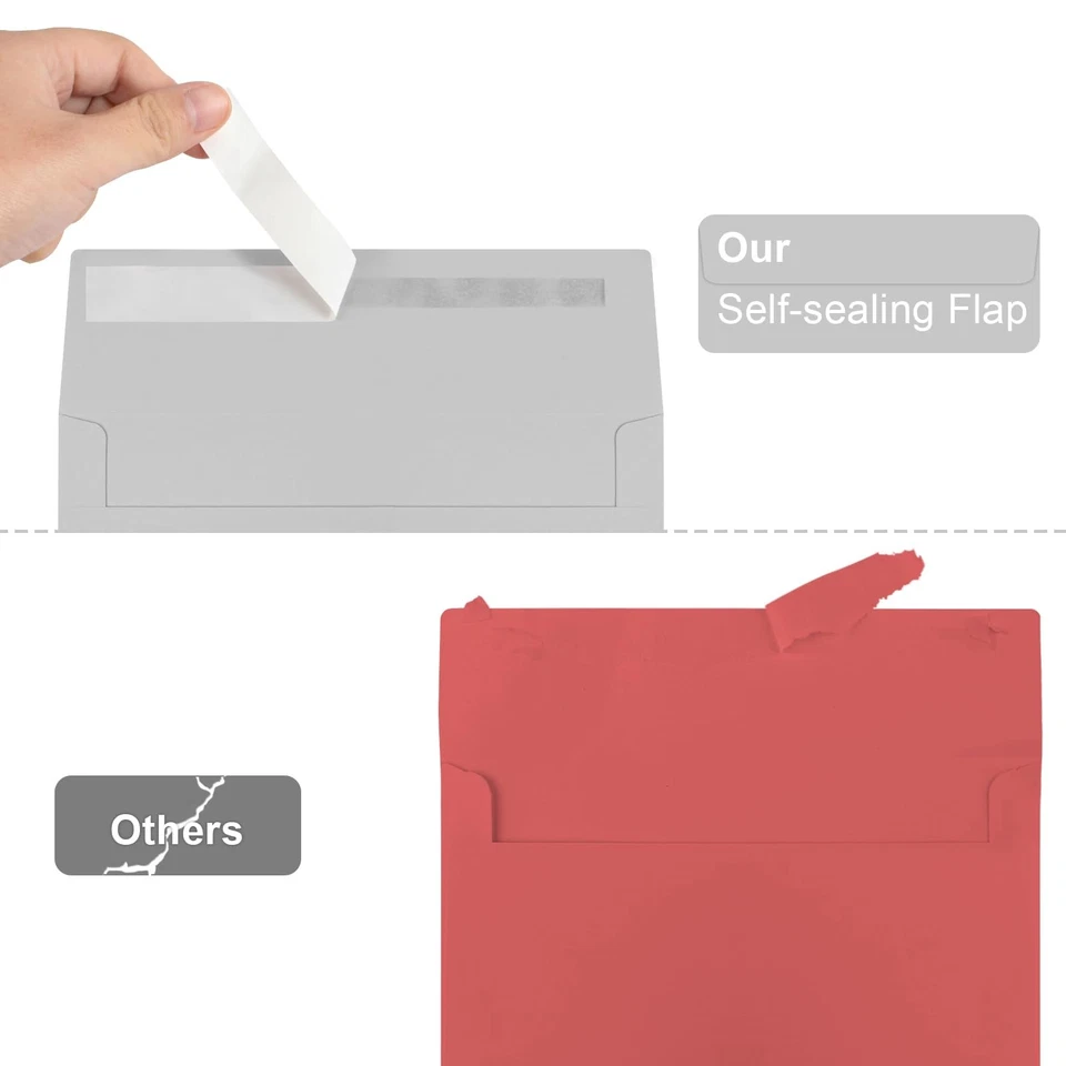 5x7 深灰色自封信封适用于婚礼、邀请函、照片、卡片 — 第 3/4 张图片