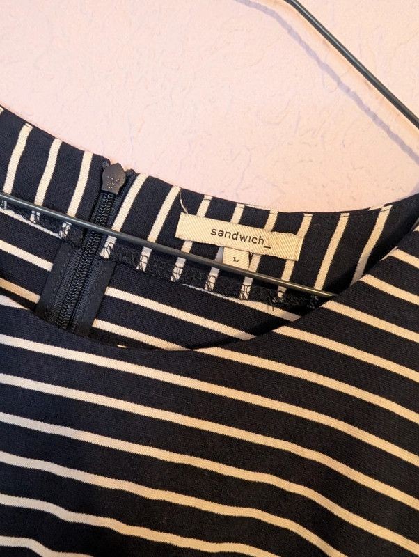Sandwich Striped Jersey Dress Large Navy White image 2