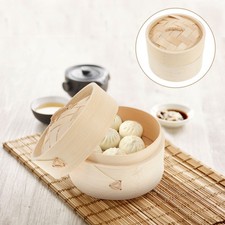  1 Set of Bamboo Steamer Basket for Chinese Food Buns Making Steamer with Lid