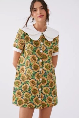 Sister Jane L Floral Sunflower Shift Dress Collared Short Sleeve DR1623YLW 
