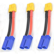3 pcs EC5 Male to XT60 Female Connector Plug Conversion Adapter with 5cm 12 AWG