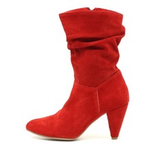Tamaris Damen Slouch Stiefel Rot Wildleder Mittel Reißverschluss Boots EU 40