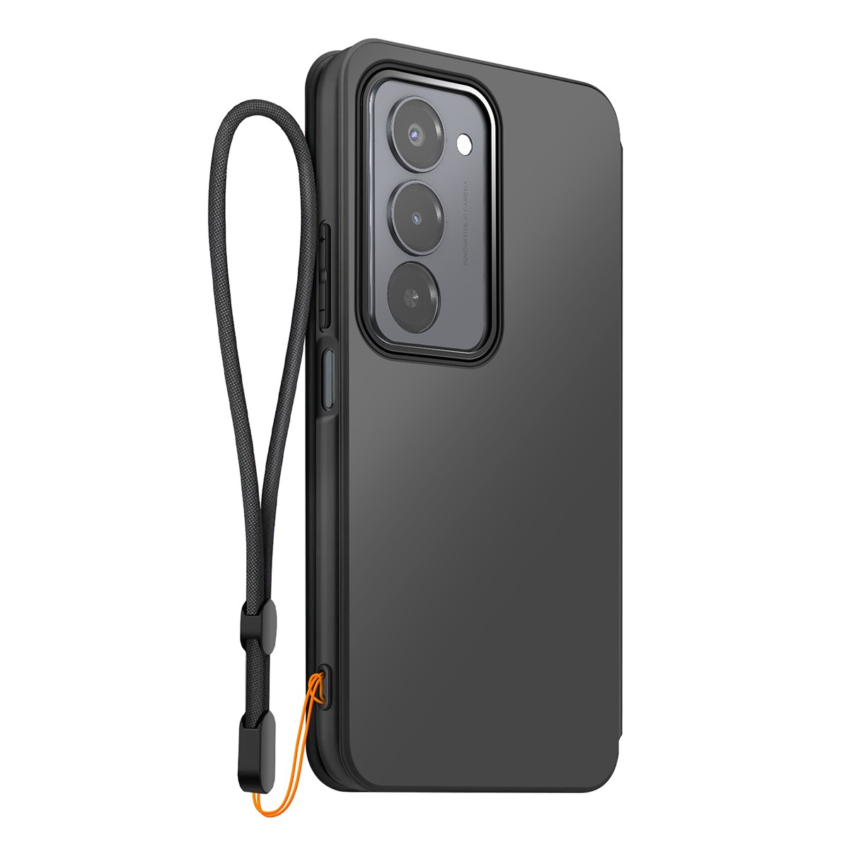 Étui pour Redmi 15 4G 5G MFXIAOMI housse clapet protection antichoc noire avec cordon