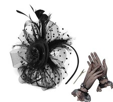 Women's Feather Mesh Flower Fascinator Hats for Women Wedding Tea Party