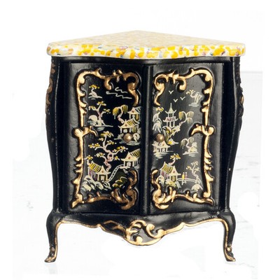 Dollhouse Miniature JBM Chinese Corner Cabinet in Black