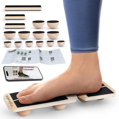Ankle Balance Board 3 Optional Levels, Wooden Ankle Strengthener with Physica...