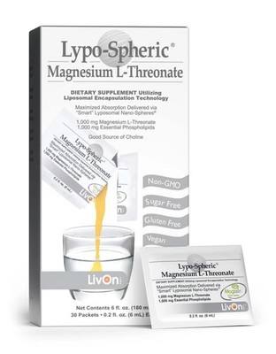 LivOn Laboratories Lypo-Spheric Magnesium L-Threonate - 30 Packets - 77mg Per Pa