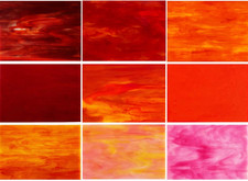 9 Pack Red Stained Glass Sheets, 4 x 6 Inch Mosaic Supplies Flame Collection for