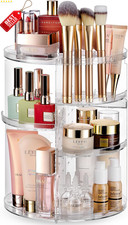 360 Rotating Makeup Organizer Clear Adjustable Shelf for Vanity Dresser - US