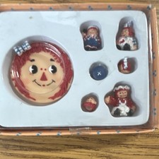 Porcelain Mini Tea Set Dolls Theme Novelty Design with Figurines  Plate in Box