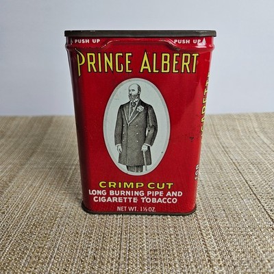 Prince Albert Tobacco Tin Vintage Crimp Cut Red Metal Advertising Pipe Cigarette