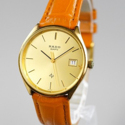 RADO Vintage 113.5139.2 Herrenuhr Gold 32mm Neue Batterie Neues Lederband