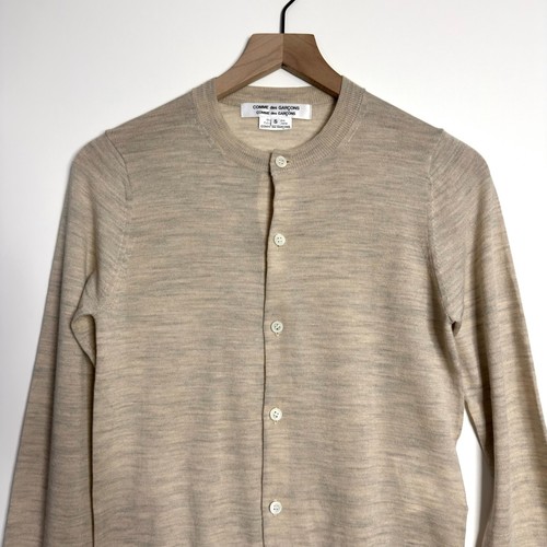 Cárdigan Suéter COMME DES GARCONS Ligero Lana Cuello Redondo Beige Talla Pequeña - Imagen 2 de 8