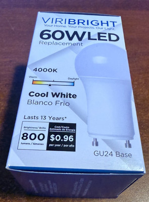 VIRIBRIGHT GE Current LED 6 Light Bulbs, GU24 Base, 4000k, 800 lm, 120V AC, A19