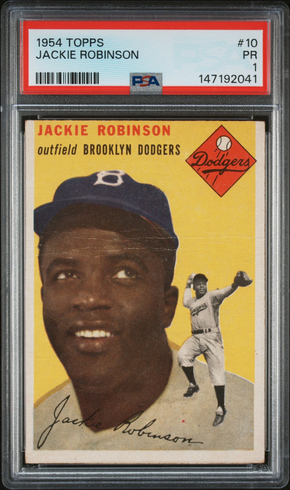 1954 Topps #10 Jackie Robinson PSA 1