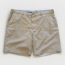 Peter Millar Salem Shorts Mens 40 Khaki Performance Golf Chino 9 Inseam EUC