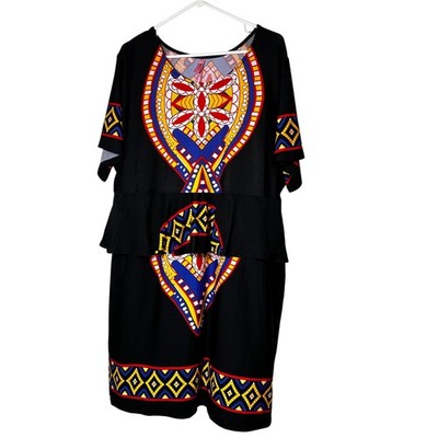 Magic Dashiki Print Tunic Dress Women 3X Boho African Tribal Graphic Plus Size