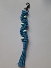 Handmade Macrame Keychain, blue