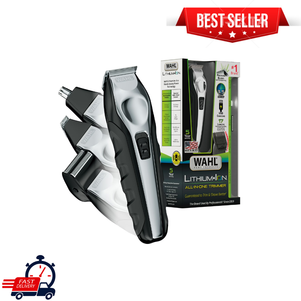 Wahl Lithium Ion All-in-One Men's Beard Trimmer Kit -Black/Silver Model 9888-600