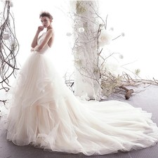 Shoulder Straps V-neck Backless Princess Wedding Dresses Vestido De Casamento