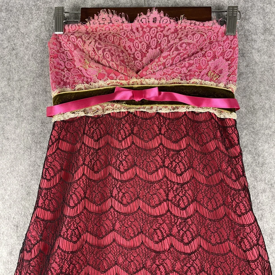 Vestido De Colección Corey Lynn Calter Y2K Talla 4 Sin Tirantes Encaje Capricho Grunge Hada Años 90 Foto 2 de 4