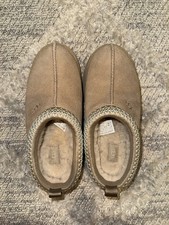 UGG Tazz Platform Beige Suede Women's Slippers Size 7 Fuzzy Wool Lined