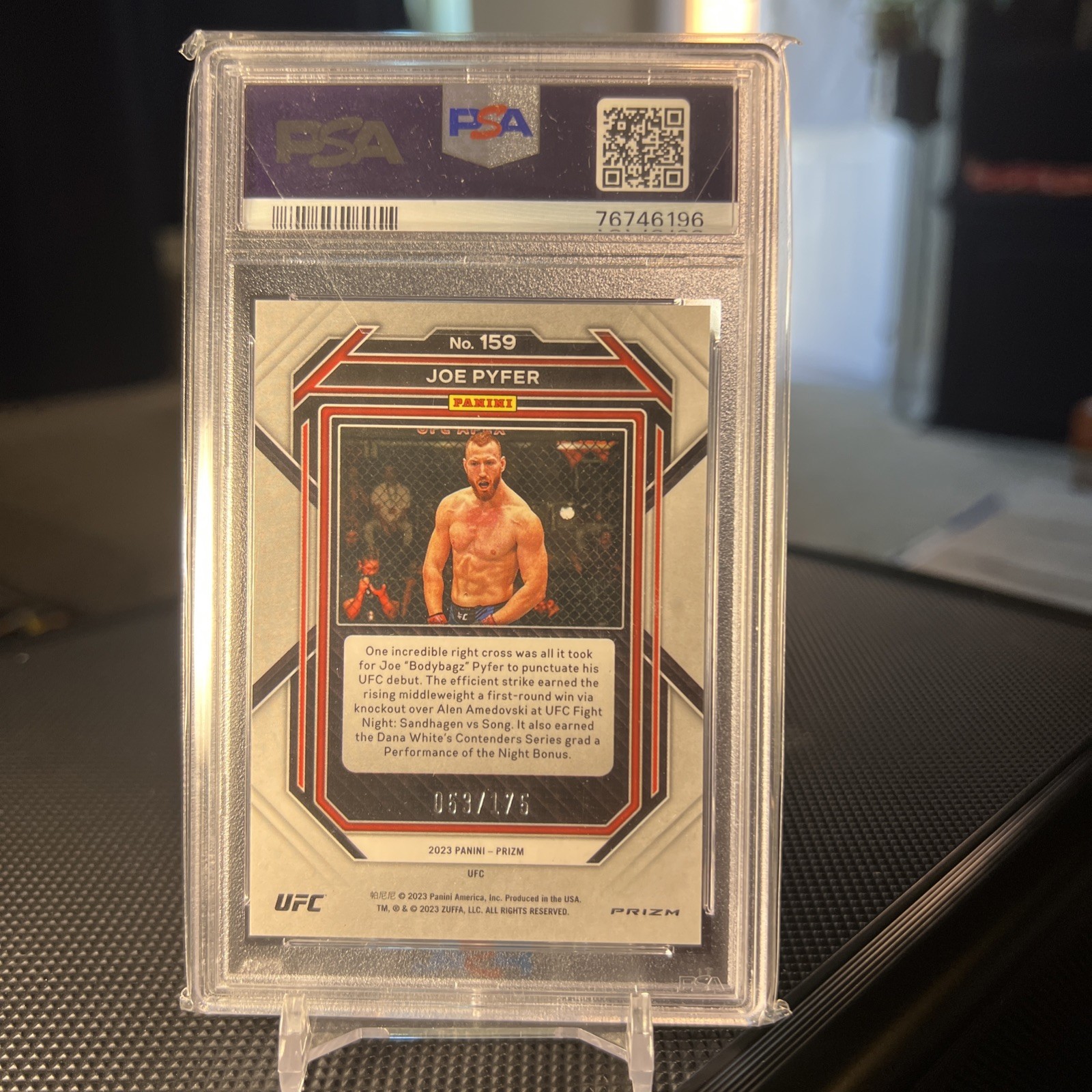 2023 Panini Prizm UFC Joe Pyfer /175 Blue PSA 9  view 4