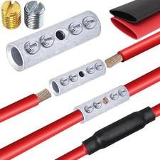 6 AWG Gauge Wire Butt Splice Connectors PCS Screw Fixed Terminals Tinned Brass