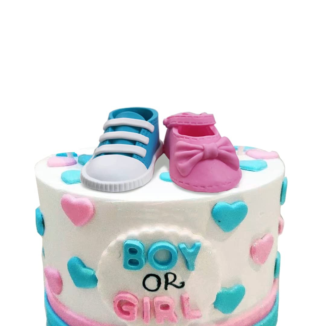 Cake Topper With Boy Or Girl 1.58 Inches X 2.75 Inches, Bluepink