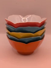 Vintage MCM Set Of 5 Lotus Flower Rice Bowls 3 1/2" Japan