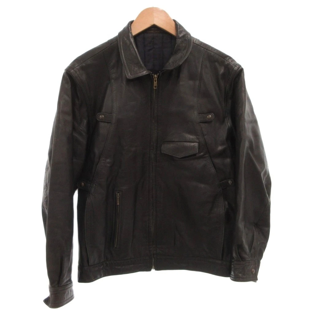 ジャケット・アウター Vintage Leather Jacket Italy BALL BASIC Vintage CONFECTION Made In Italy Faux Black Leather Button Jacket