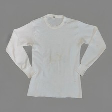 Vintage 70s 80s Hanes Thermal Long Sleeve Shirt Size M White Waffle Knit USA