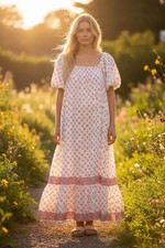 Cleobella Elisa Midi Dress Size M 100% Organic Cotton Cottagecore Prairie Boho