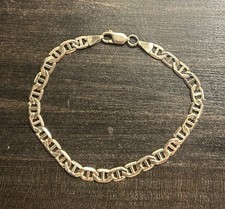 Vintage Estate 10k Solid Gold Mariner Link Bracelet 5mm 7.5 Inches 6 Grams