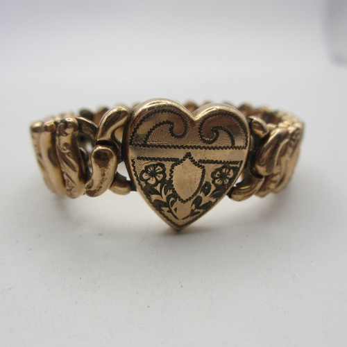 Pitman Keeler American Queen Expansion Bracelet WWII Era Sweetheart Etched Heart